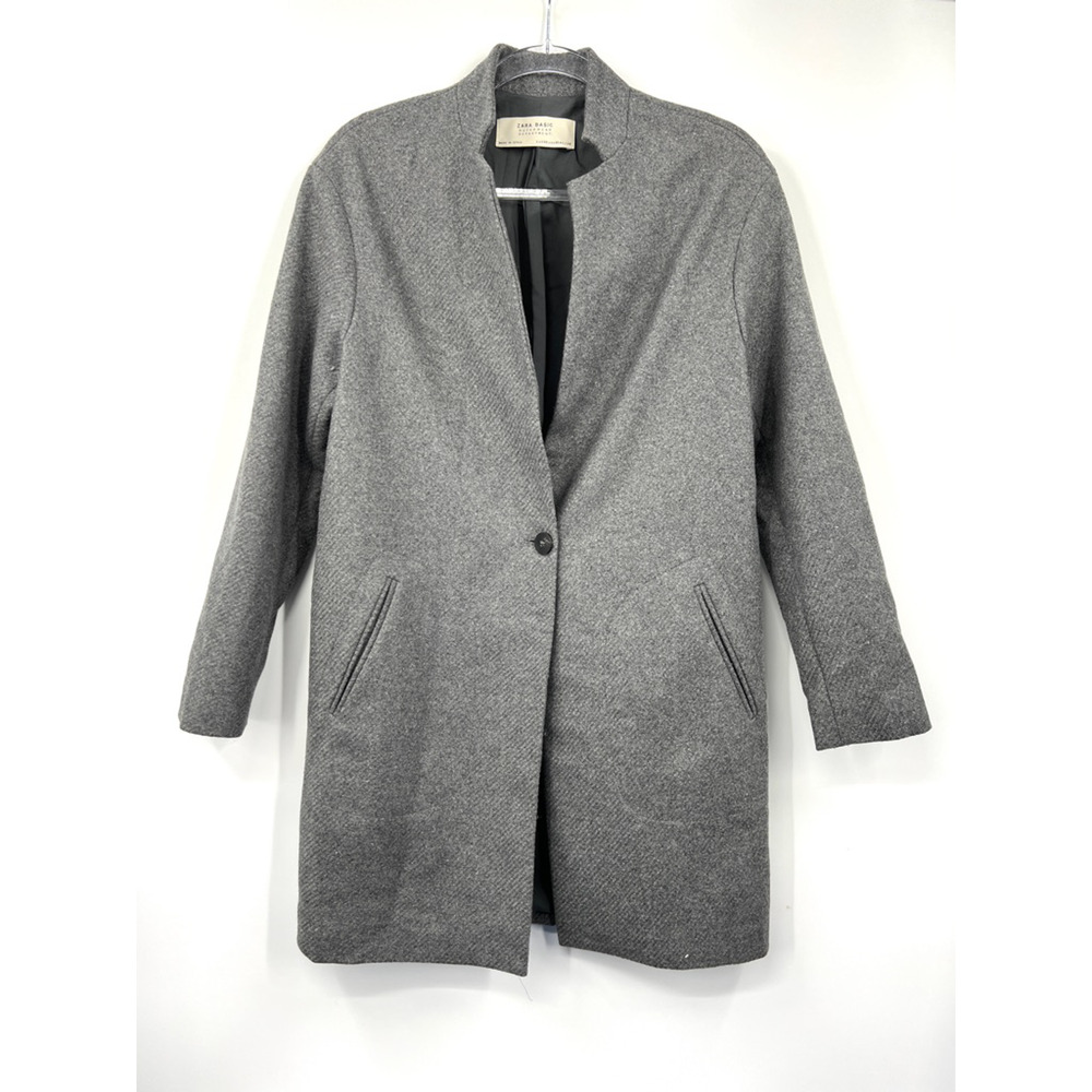 Zara Grey Structured Coat Jacket Grey Size Xs Poc… - image 1